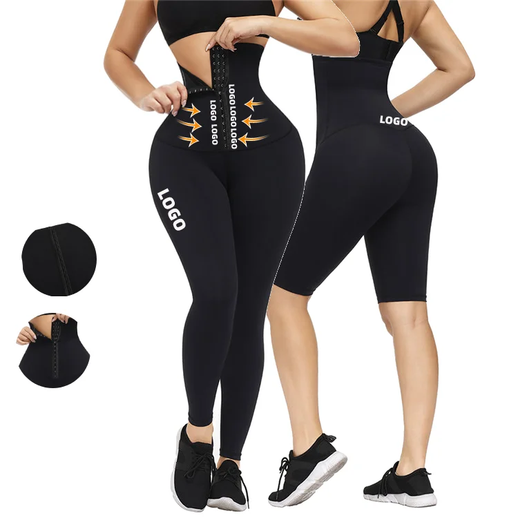 

2 in 1 custom logo 2021 High Waist trainer black Slim Women Tights Scrunch Butt Yoga leggings