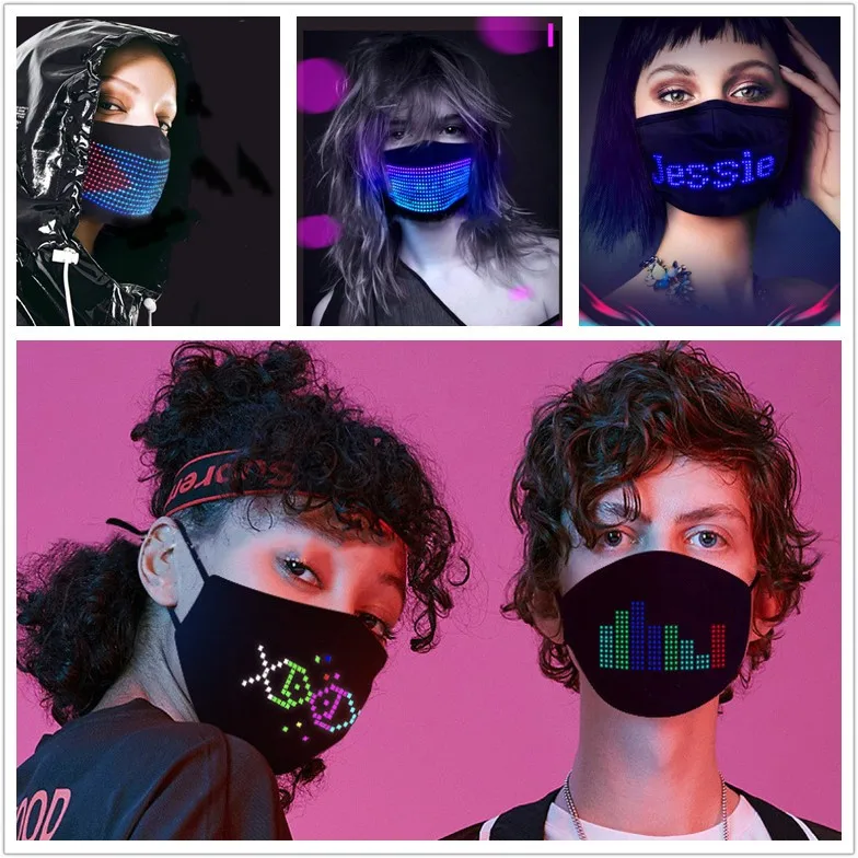 LED Full color Mask Fashion Smartphone Control Text Scrolling LED Mask, Editable Pattern Display, Music Equalizer