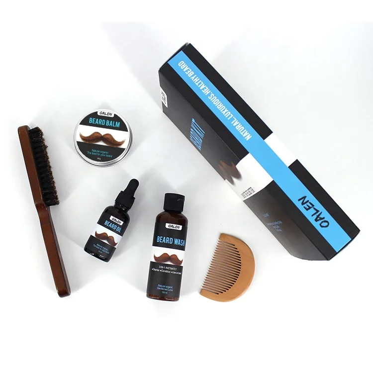 

Private Logo Beard Oil Balm Shampoo Care Brush and Comb Set Kit Box for Men
