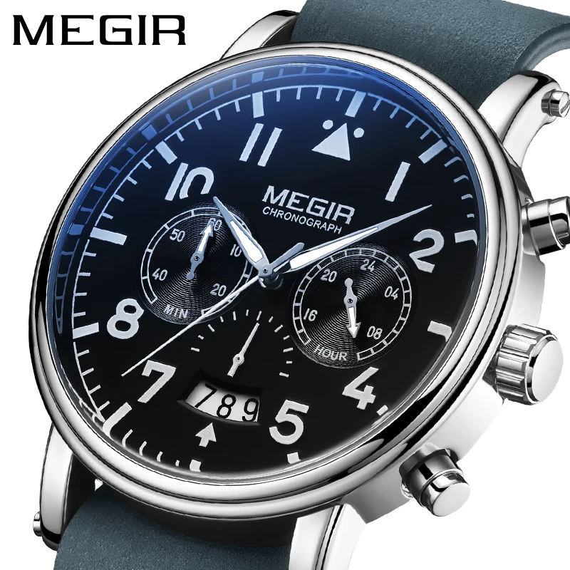 

Megir 2149 Big Face Men Quartz Wrist Watch Leather Belt Calendar Water Resist Watches Wholesale