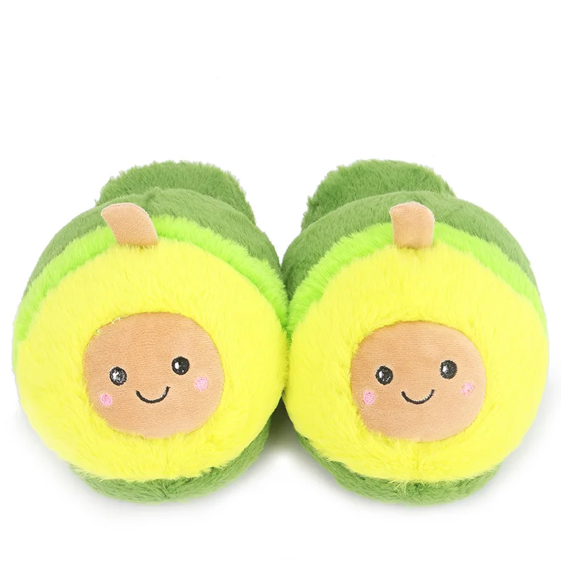 

OEM winter super soft creative fruit avocado slippers plush indoor couple bedroom female, As pictures