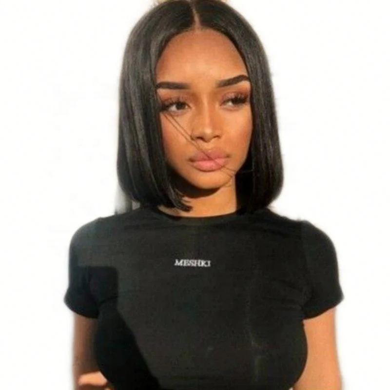 

Jhcentury Synthetic Wigs Natural Black Bob Wigs Short Straight Hair Wigs, Pics