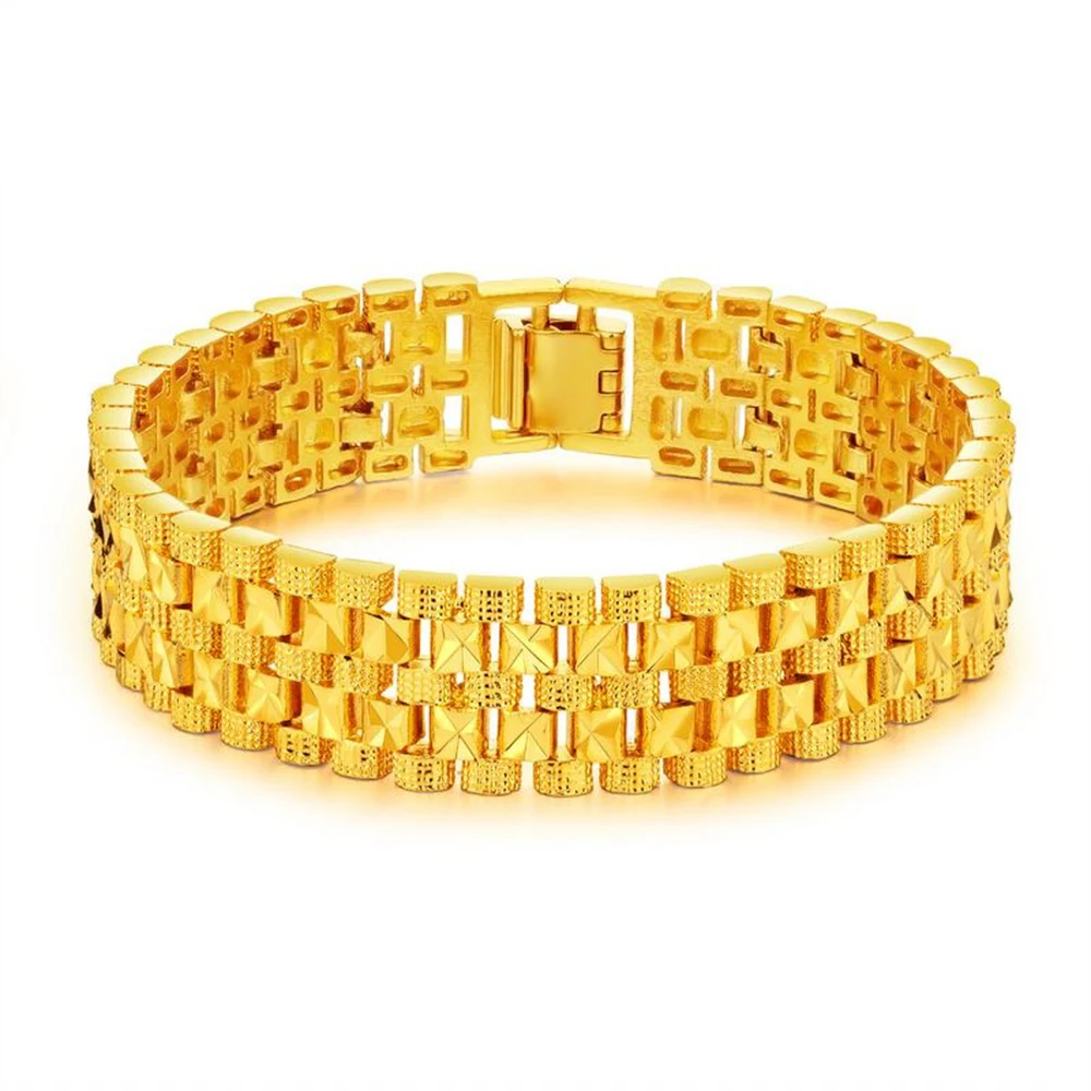 

HPXmas 2021 latest gold square hand bracelet gold chain bracelet luxury design gold color original for men gift party wholesale, Picture shows