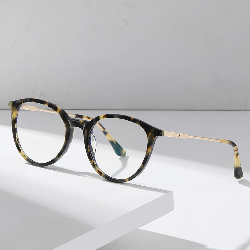 

2023 New Style Acetate European And American Retro Metal Spring Hinge Anti-Blue Light Glasses