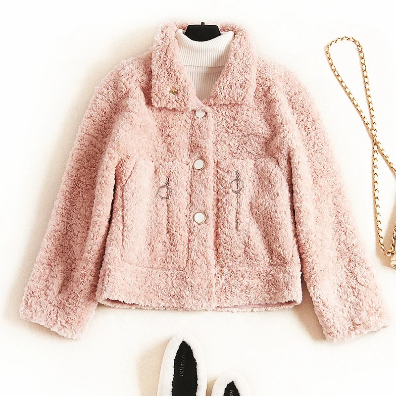 

B23967A Women Stylish fur coat short style warm coat