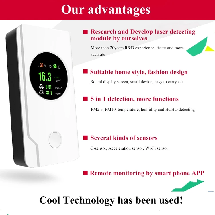 Home Desktop Indoor Air Quality Monitor CO2 Temperature Humidity Meter
