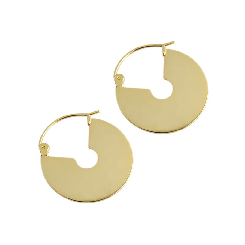 

European American S925 Sterling Silver Geometric Round Shape Earring, Silver/gold