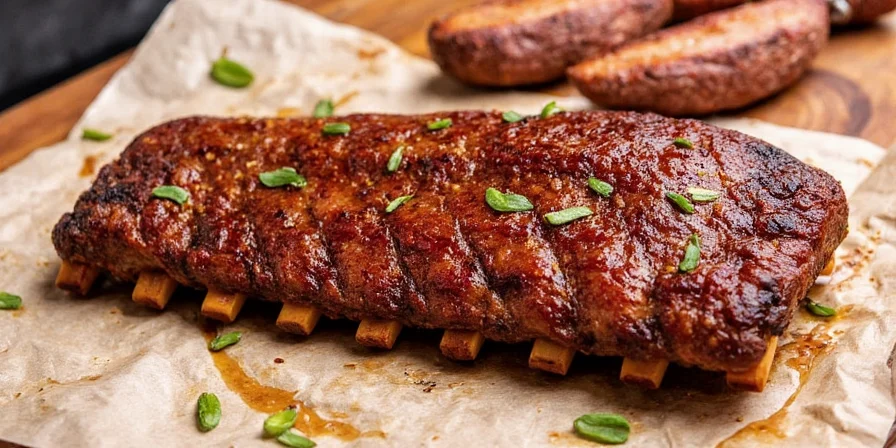 Beautifully cooked pork ribs with spices