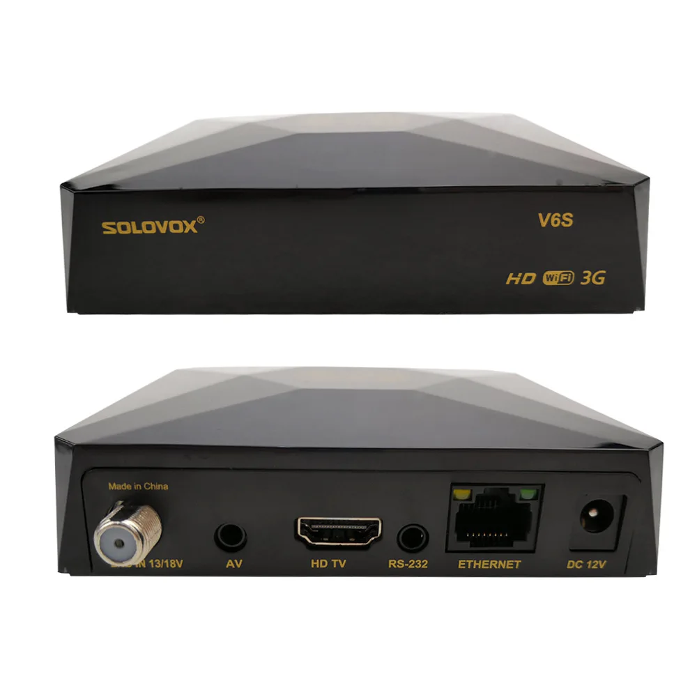 

Solovox V6S satellite decoder box With RJ45 , H.265 Digital FTA Receiver Support cccam 3G Dongle support iptv satellite box