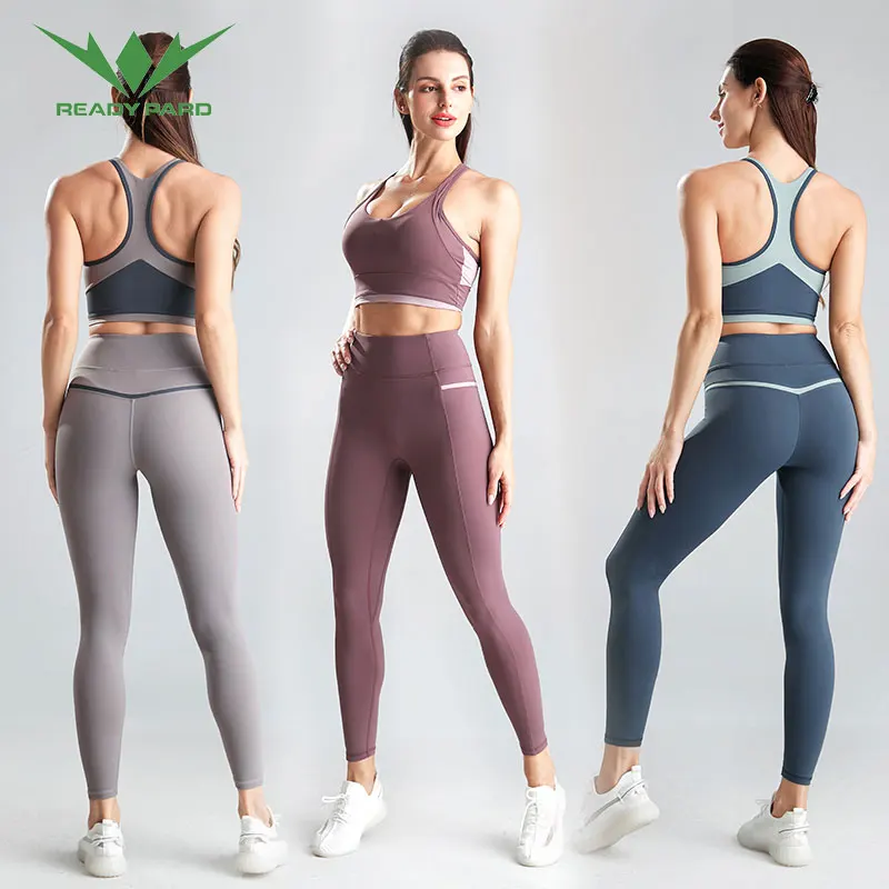 
Women 2 two pieces set gym yoga cloth sports tank top bra and high waist leggings workout suit 