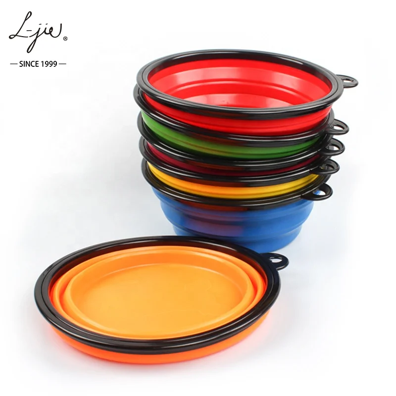 

Colorful Custom Logo Collapsible Silicone Foldable Travel Food Pet Dog Bowl Pet Feeder Dog Food Container