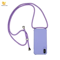 

2019 Phone Necklace Cord Solid color Silicone TPU Case For iPhone Xs Max