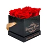 Luxury black square packaging flower box with handle