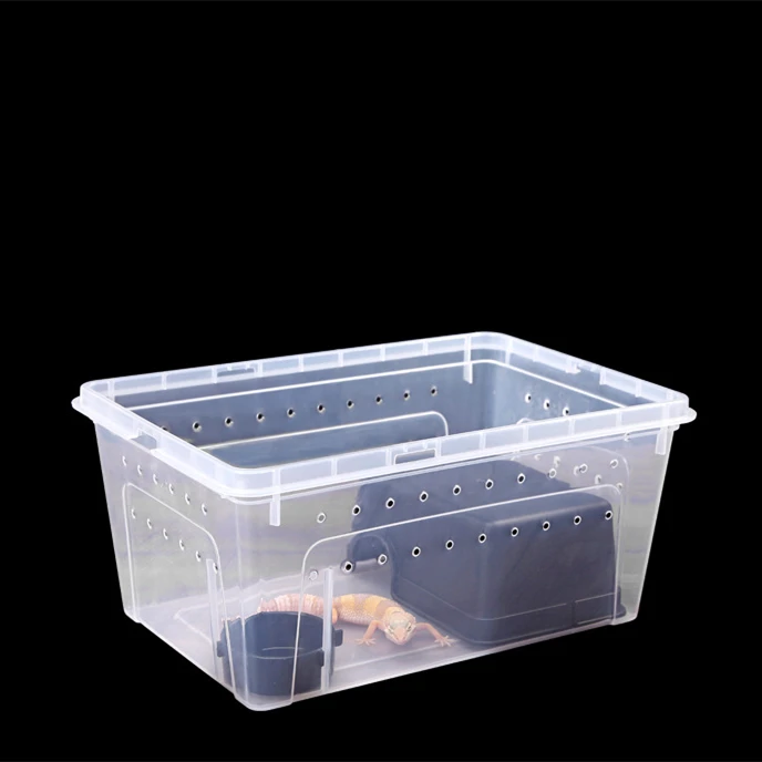 

Reptile small plastic feeding box terrarium, reptile travel habitat box for gecko frog spider snake baby lizard