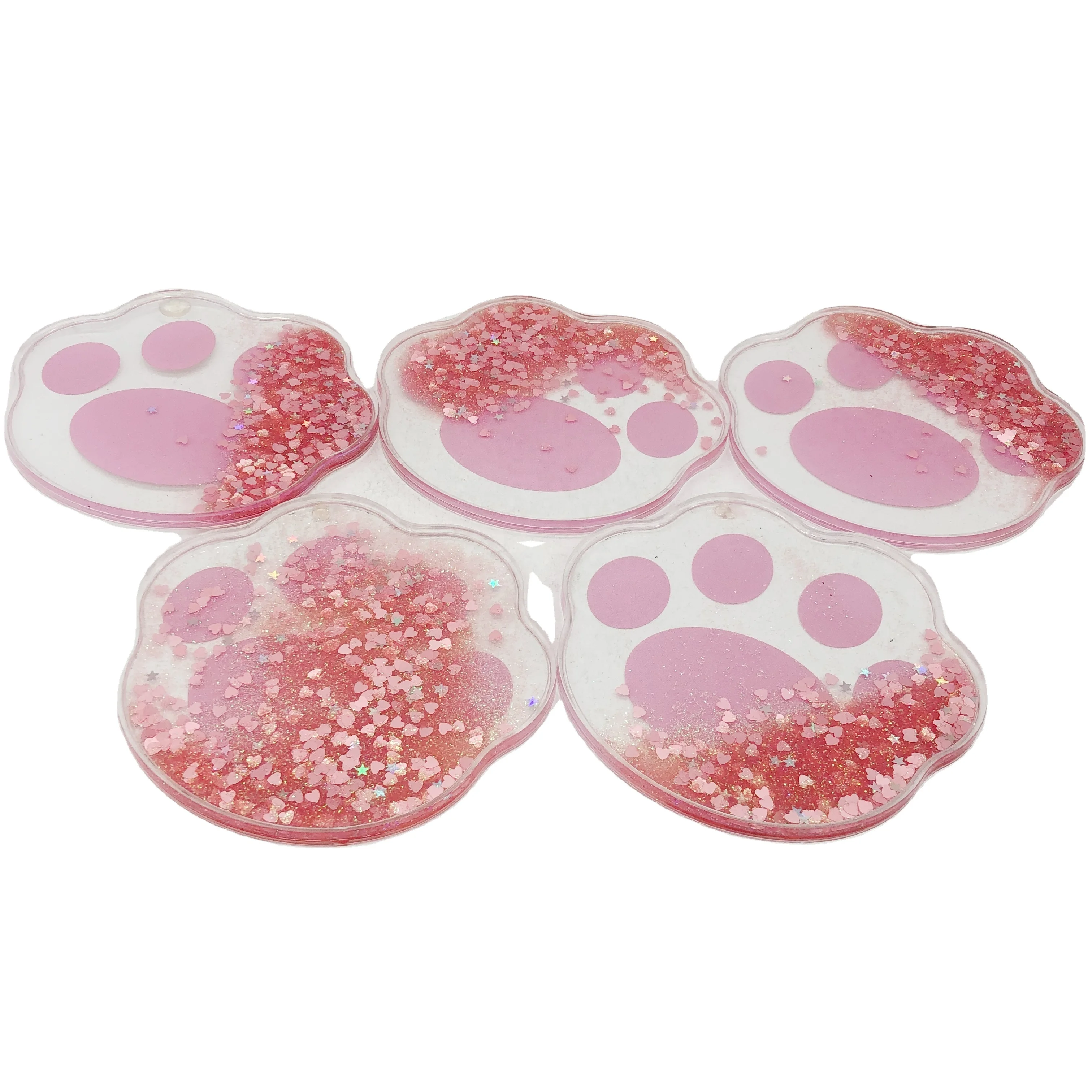 

Promotion Liquid Glitter Custom Tea Cup Coaster Mini Crystal Coaster Tea Cup Eroup Style, Pink(customized color acceptable)