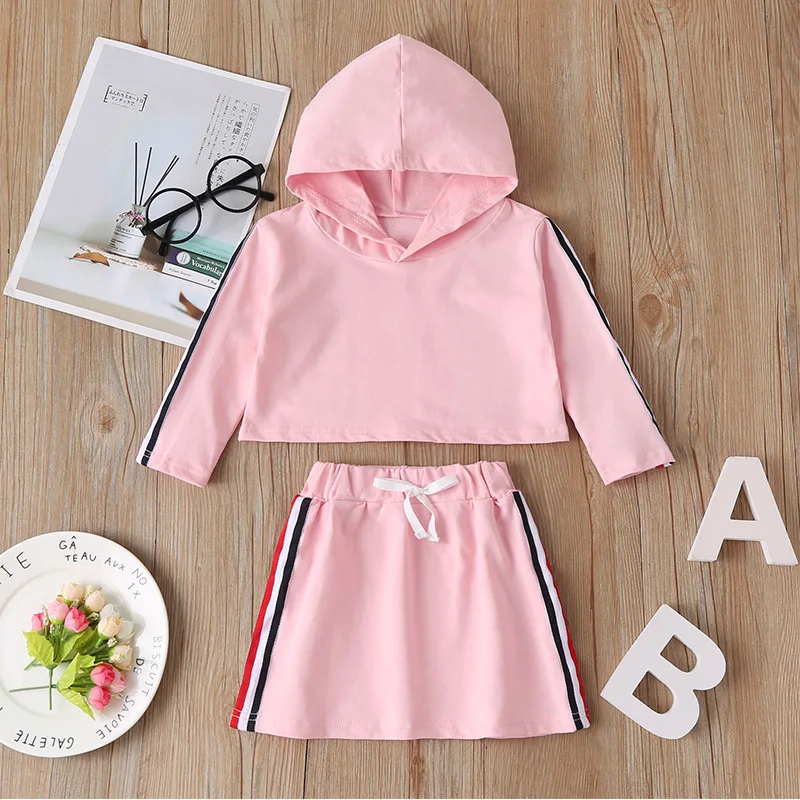 

New Arrived Wholesale Baby Clothes Little Girl 2pcs Fashion Hoodie With Dresses Baby Clothing Set Outfits Clothing Set, Picture show