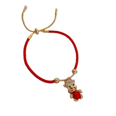 

New Design 2021 Red Rope Bracelets Small Cute Cow Pendant Diamond Bracelets