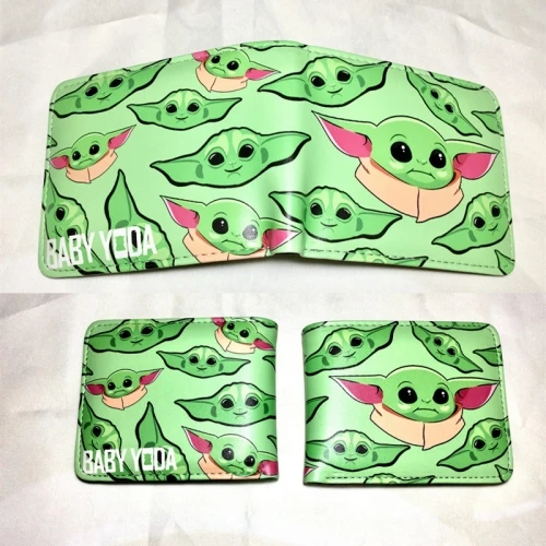 

8 Designs Yoda Baby Movie Character Colorful Coin Purse Bifold PU Anime Short Wallet, Mixed color