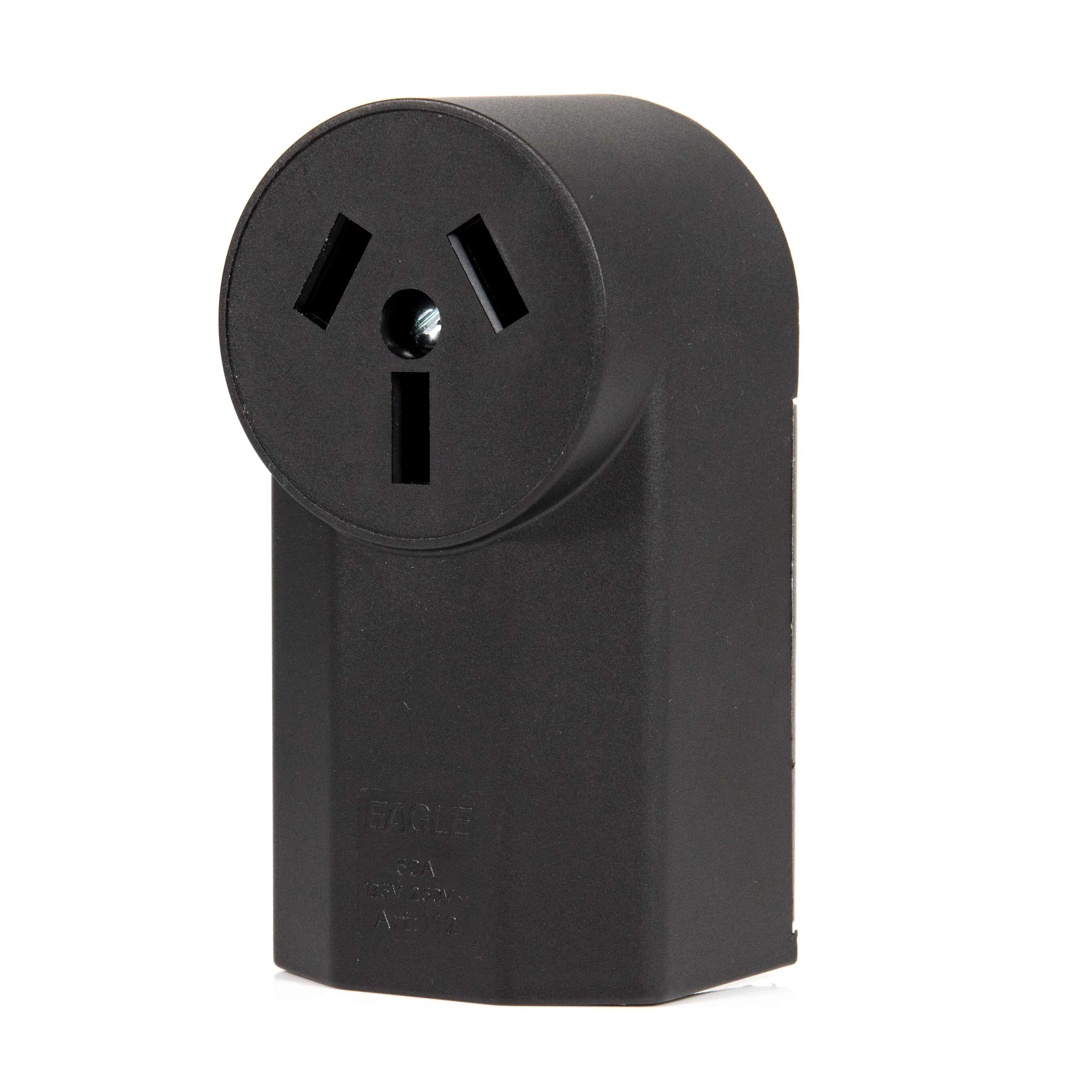 3-Pole 3-Wire Surface Mount  Range Power Receptacle 125/250-Volt AC 50-Amp NEMA 10-50R Black