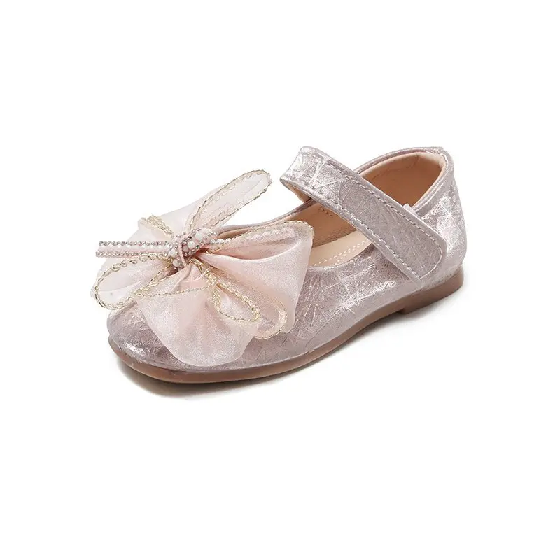 

Girl Dress Shoes Kids Mary Jane Flats Party School Wedding Shoe, Pink/silver