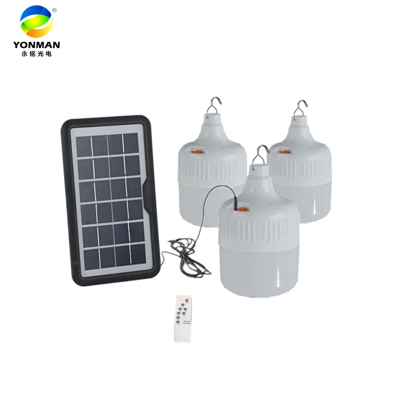 White All 50W 60W 80W 100W hanging with remote control USB charging solar energy E27  led solar bulb