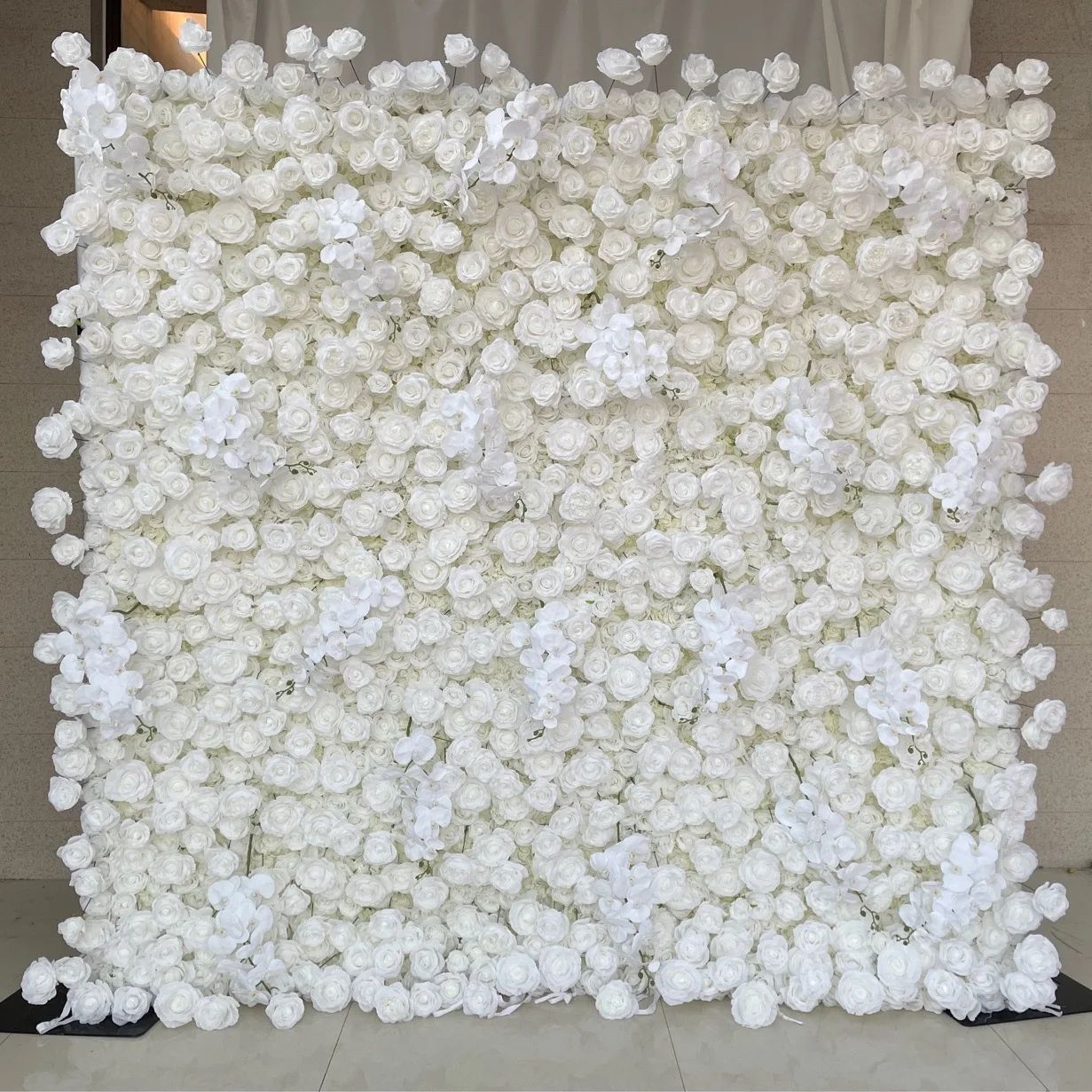 YOPIN 214 Artificial Flowers Wedding Flower Wall Roll Backdrop Wall Panel White Cloth Wall