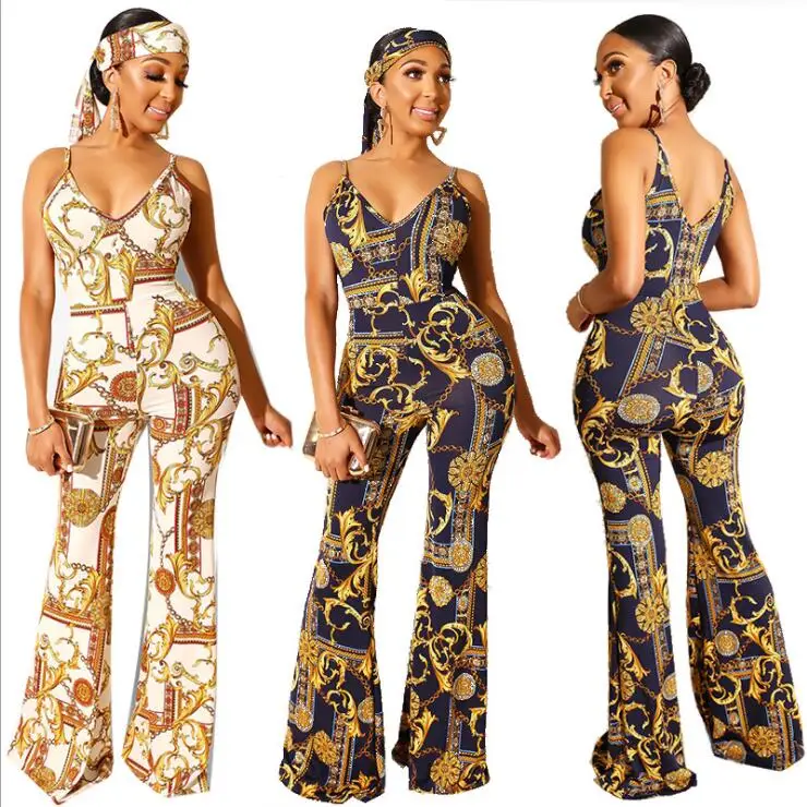 

Wholesale Women's Clothing 2021 Summer New Cool Sexy Camisole Printed And Dyed Jumpsuit Halter Strapless Off-Shoulder Jumpsuits, Picture