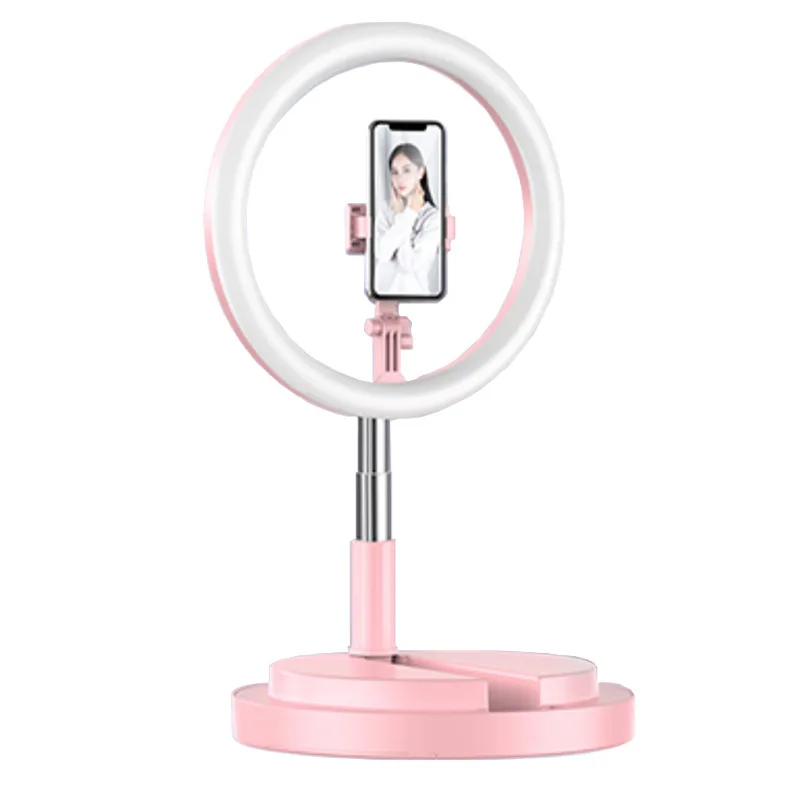 

2020 New Fill Light With Cell Phone Holder For Live,Folding Bracket Photography Selfie Makeup Led Tik Tok Ring Light Stand, Pink , black , white