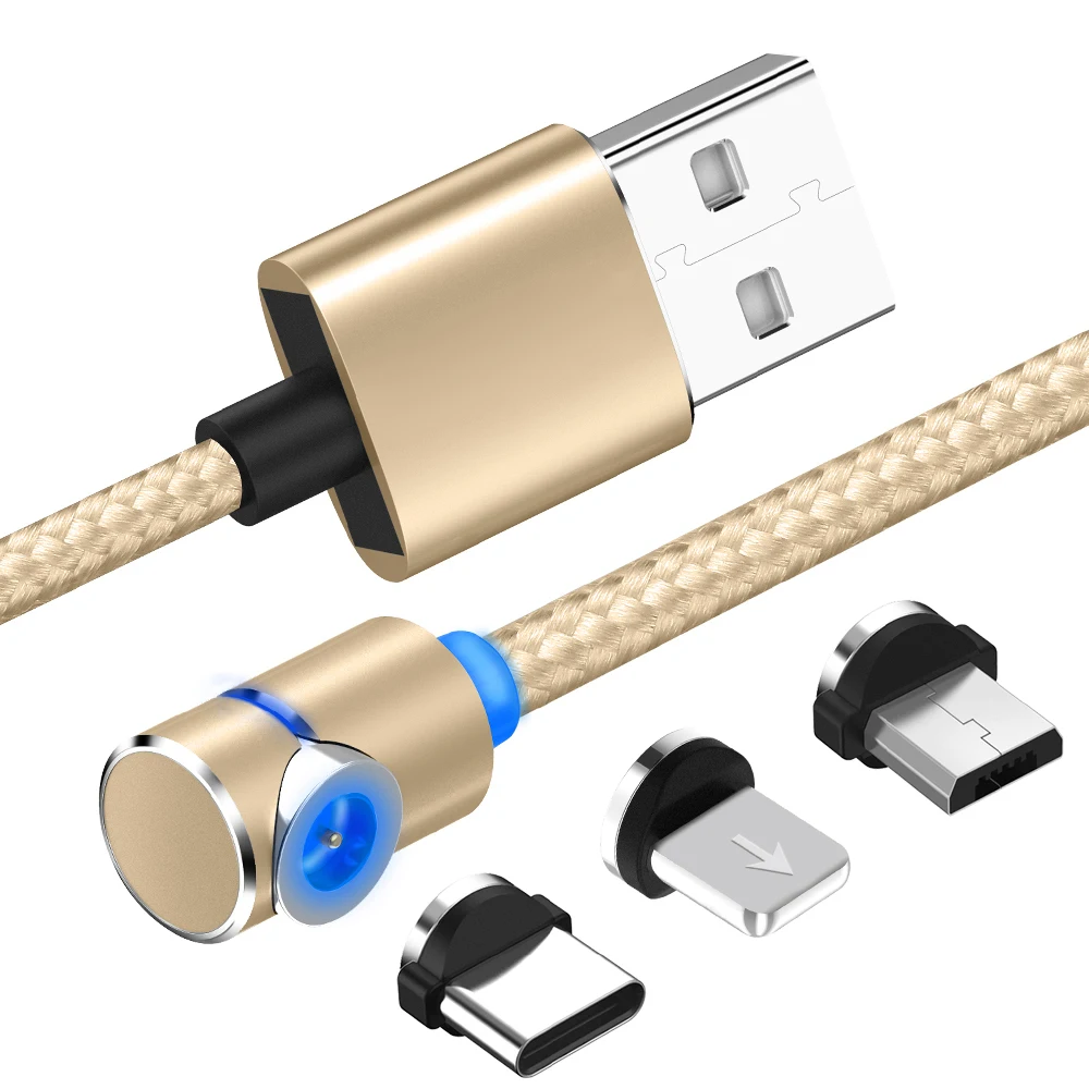 
Custom Logo AM30 2M 90 Degree LED Micro USB Type C 8 Pin Magnetic USB Charging Cable 