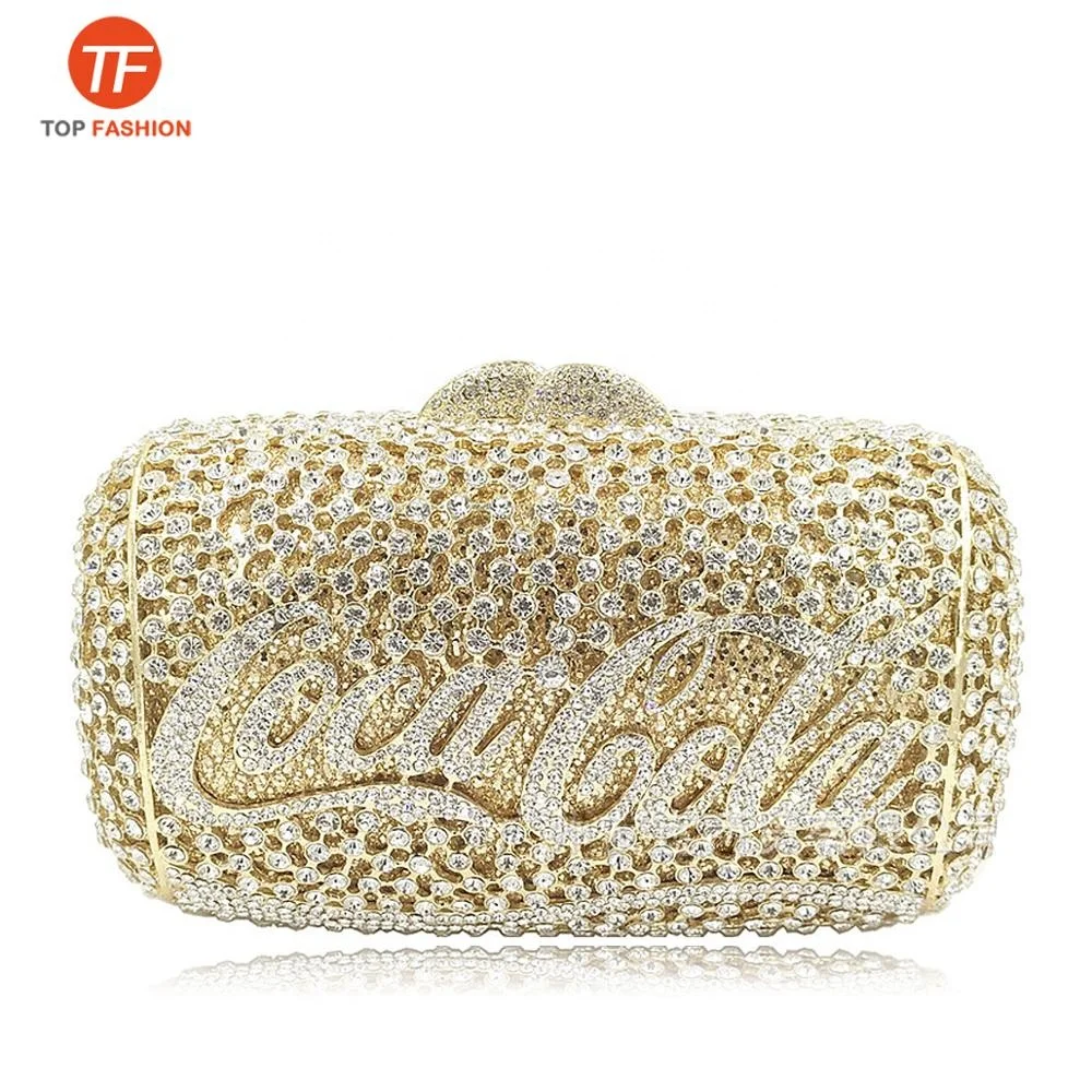 

China Factory Wholesales Crystal Rhinestone Clutch Bag for Prom Party Diamante COCA COLA Minaudere Women Evening Bag, ( accept customized )