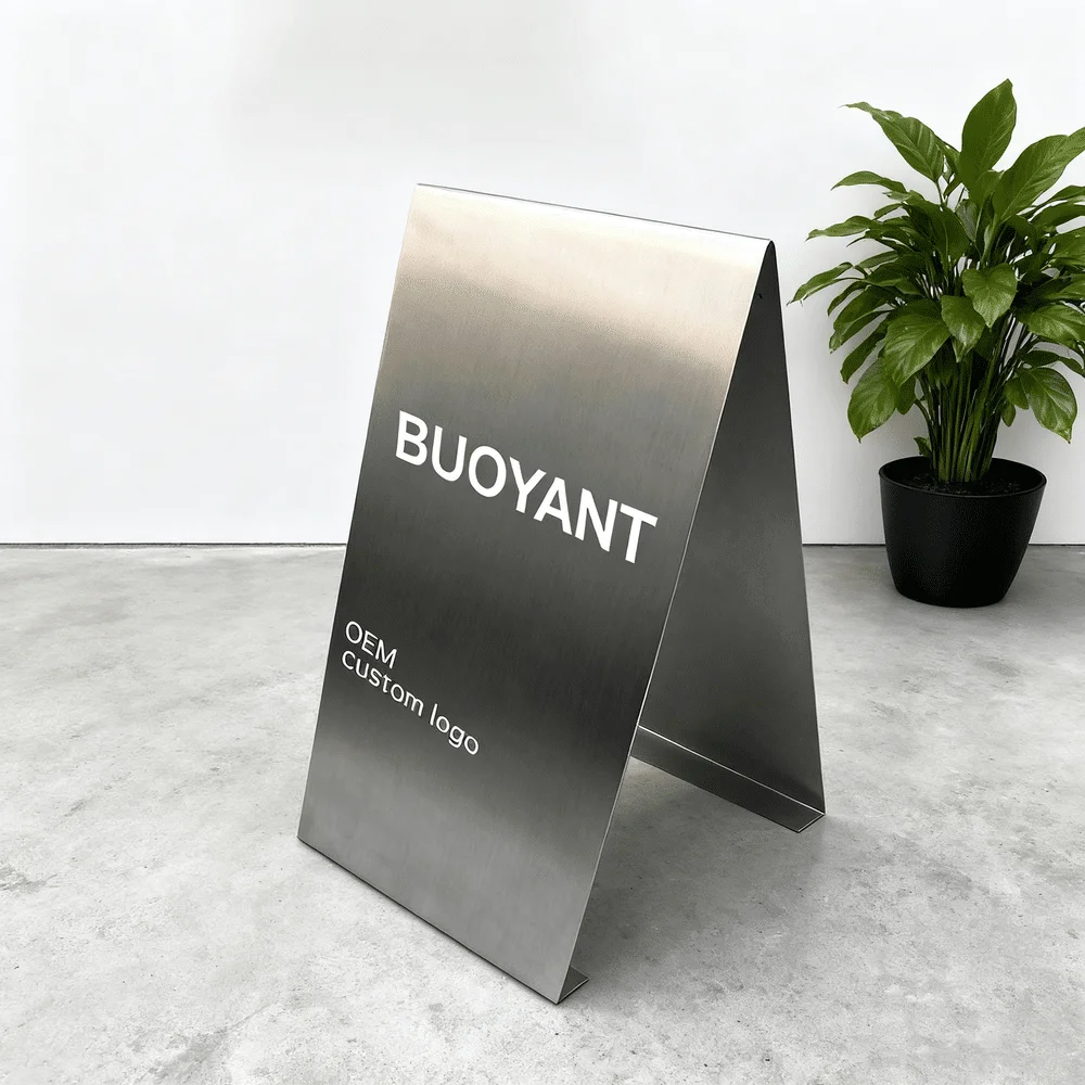 Custom Stainless Steel a Frame Sign Commercial Double Sided Outdoor Floor Stand Advertising Metal Sign Board
