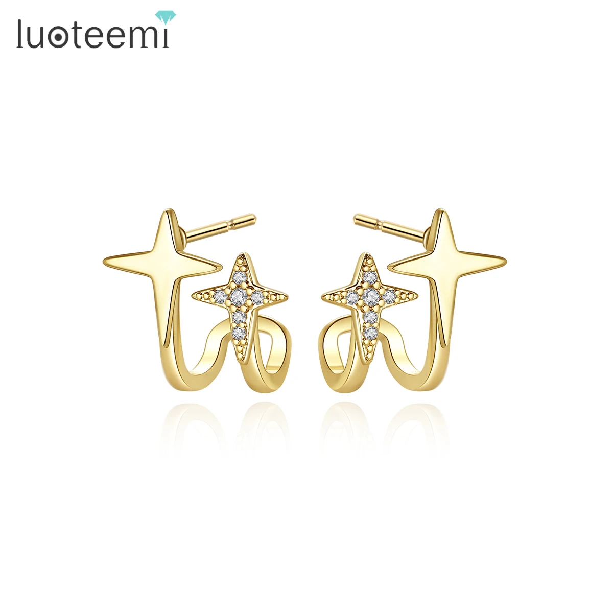 LUOTEEMI Star Shape Fashion Popular Designer Hoop Lady Woman Cuff Accessory Jewelry Ear Climber Earring