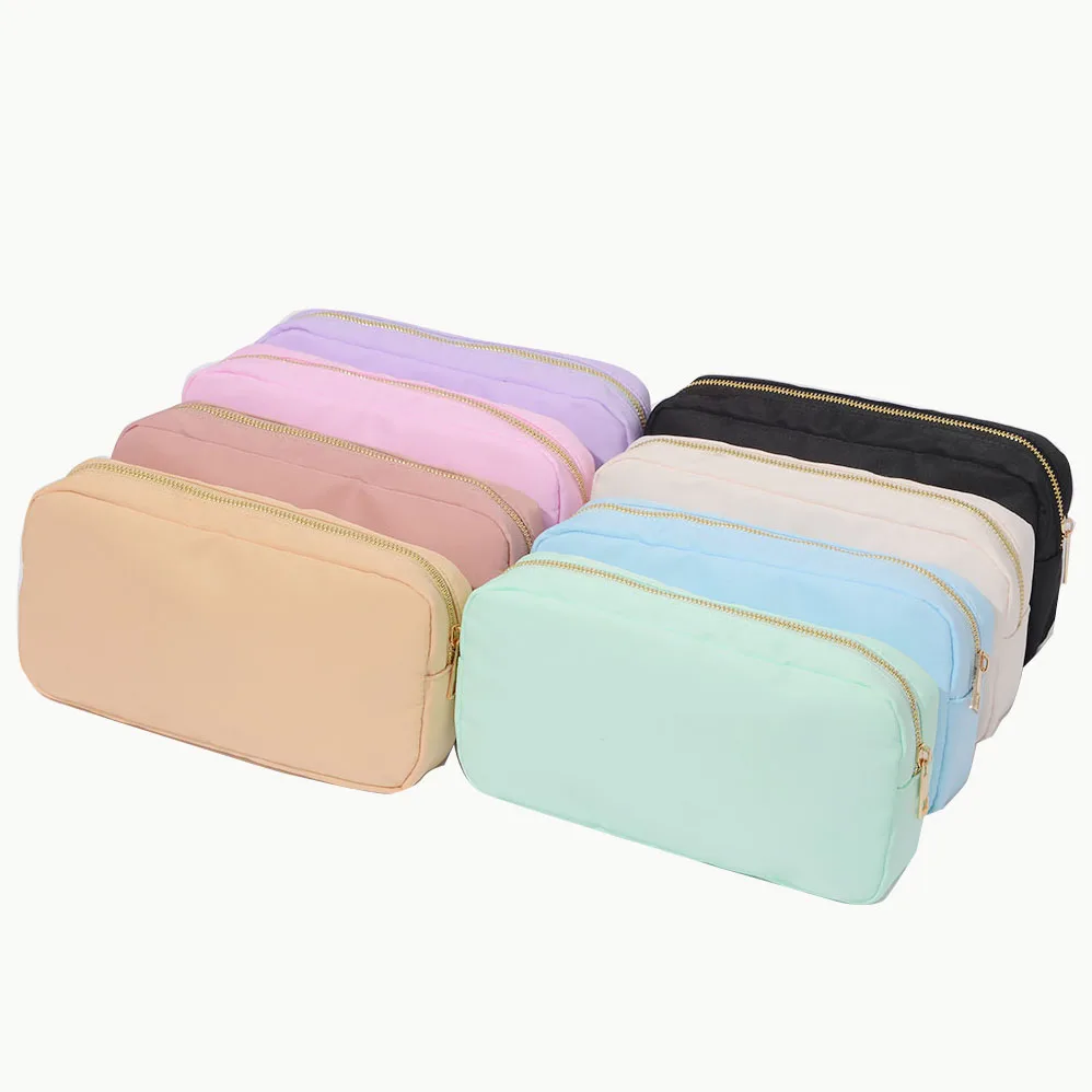 

Stock Multi Color Nylon Cosmetic Bag Customized DIY Patches Toiletry Bag Brides Gift Personalized Makeup Bag, Multi colors