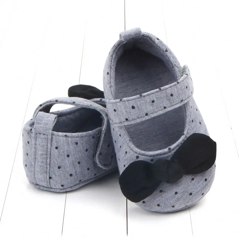 

2020 New arrival cotton fabric soft sole hook loop princess baby shoes, Grey