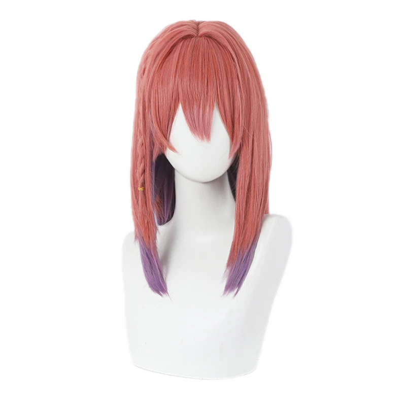 

Orange Pink Gradient Mixed Purple Over Shoulder Hair Anime Comic Exhibition Cosplay Hair High Temperature Silk COS Wig, Pic showed