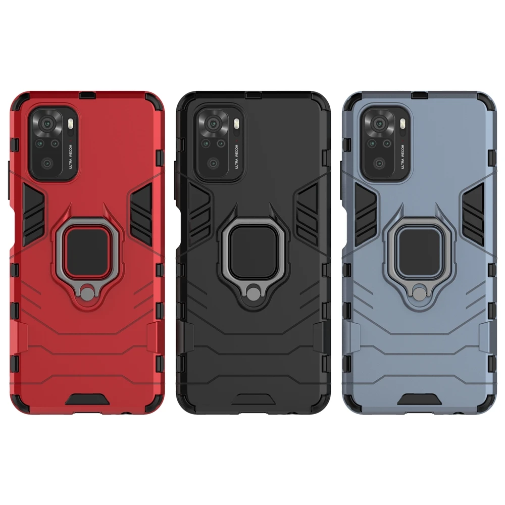 

Newest Metal Ring Kickstand Shockproof Car Magnetic Bumper Cover Cell Phone Case For Xiaomi Redmi Note 9S 9 S Mi 11 Lite Matte B