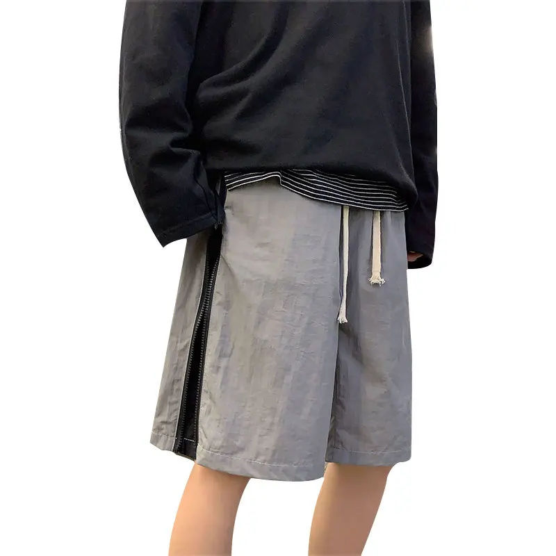 

Summer new color combination side zipper thin sports shorts men's loose casual sports pants