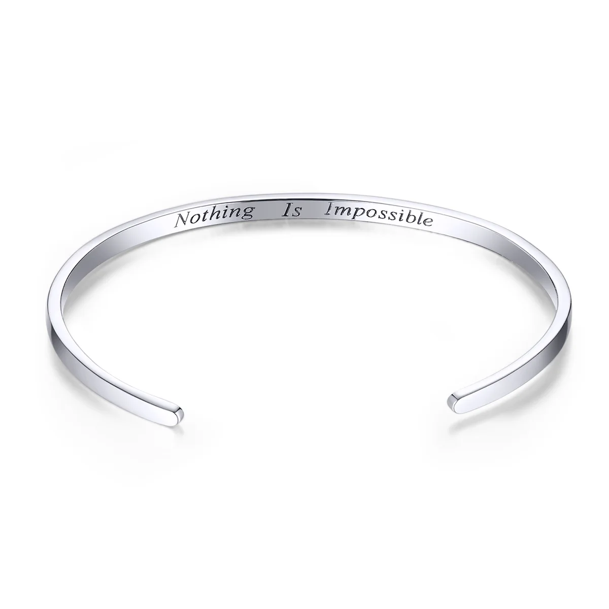 

Hot Sale Engrave Courage Bangle "Nothing is impossible" Fashion 925 Sterling Silver Bracelet