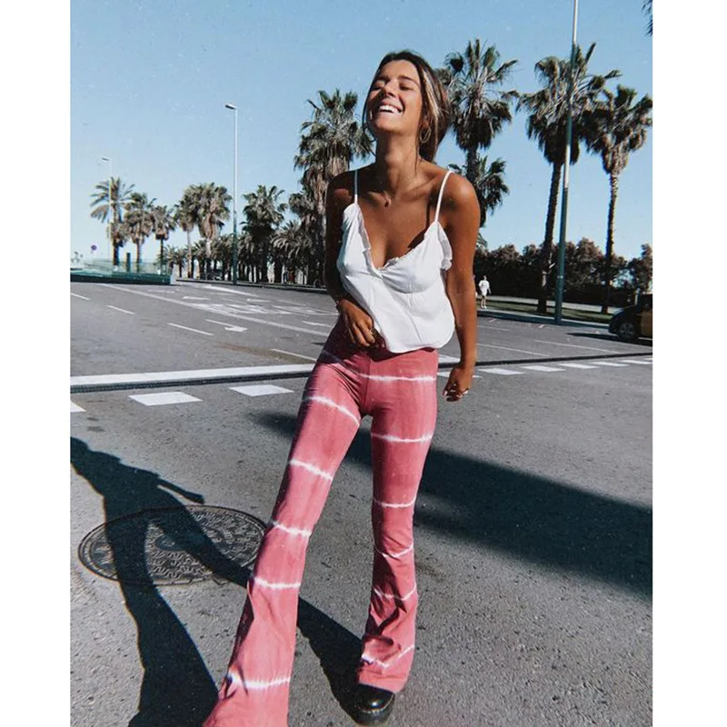 

Women's summer loose casual printed flared trousers