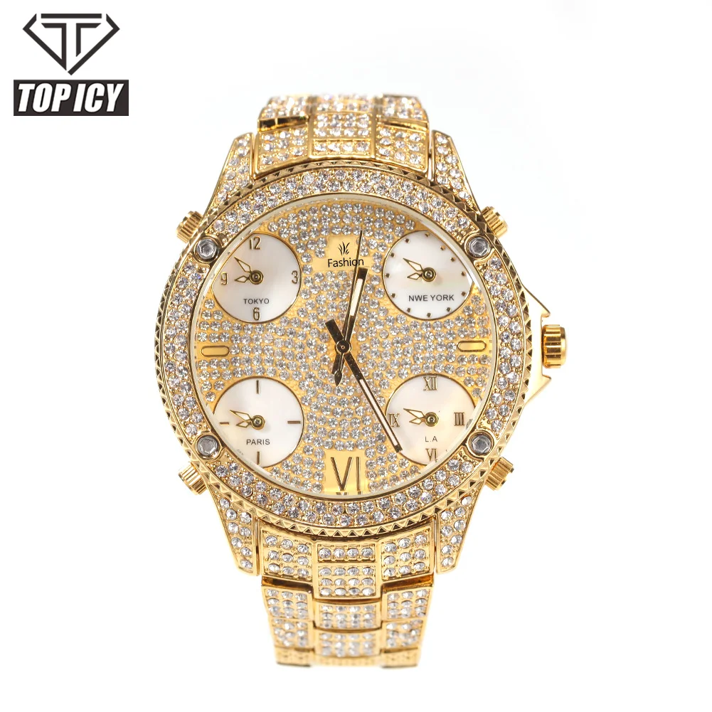 

2021 Iced Out hip hop watch luxury quartz watches with bling bling diamond gold silver wrist watches for men gifts