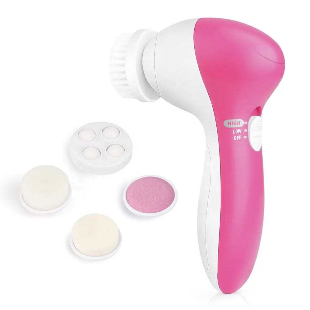 

5 in 1 facial machine electric facialbrush face brush cleaner, Pink & white(customized)