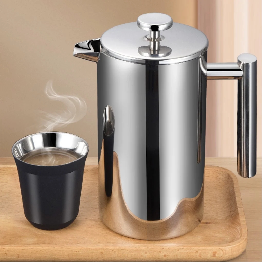 

Camping Outdoor Coffee French Press Modern Luxury Coffee Maker French Coffee Press Coffee Plunger Stainless Steel