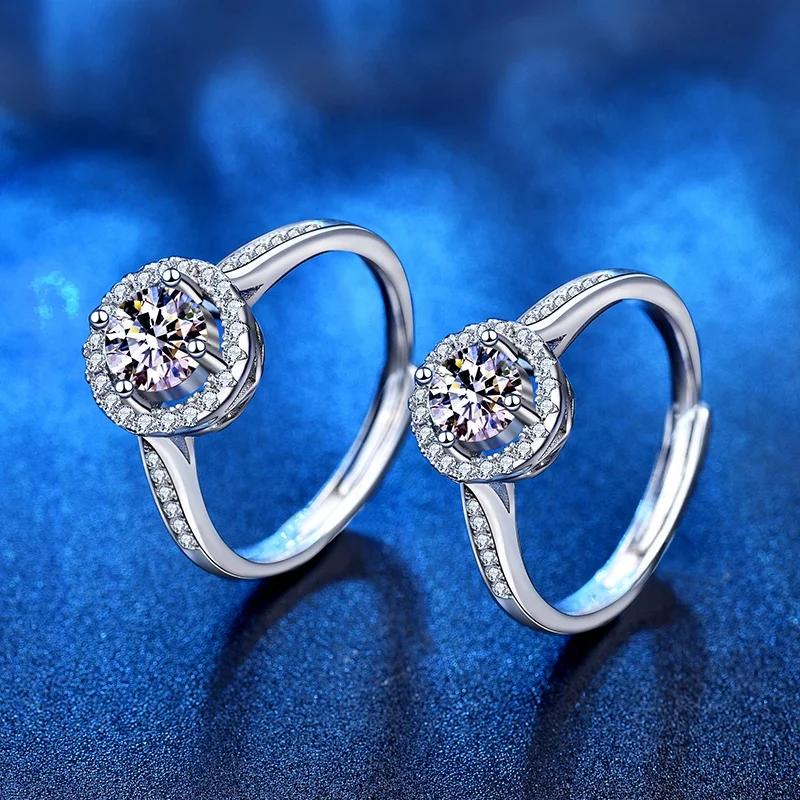 

100% Real 925 Silver Ring for Women Natural Moissanite Jewelry Gemstone Anillos De Bizuteria Tension Setting Mini Diamond Ring, Platinum