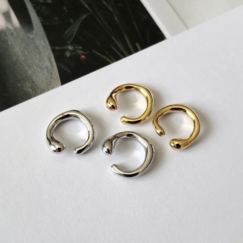 

New Arrival Hotsale Antique Gold Plating Round Circle Ear Cuff Chunky Non Pierced Ears Cartilage Earrings