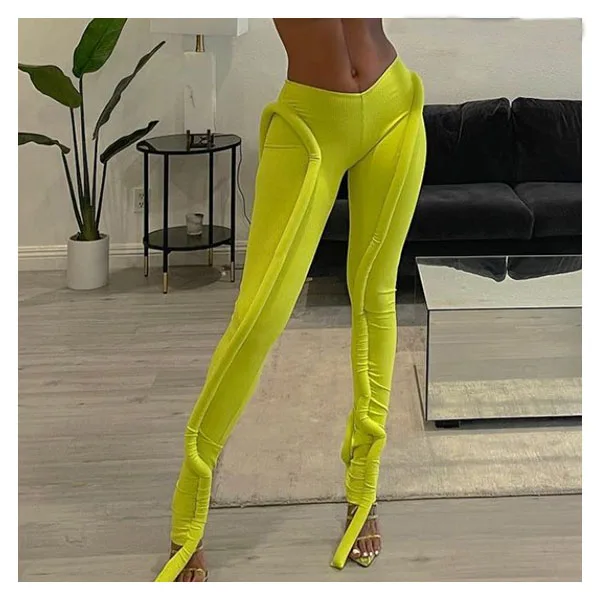 

FS3894D neon color Fitness Women Leggings Fashion Streetwear Sporty casual Pants