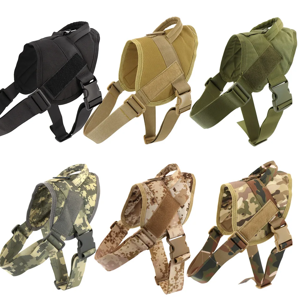 

Wholesale Custom Tactical Pet Harness Vest Adjustable Outdoor Training Thick Military No Pull Dog Harness, As picture or customized