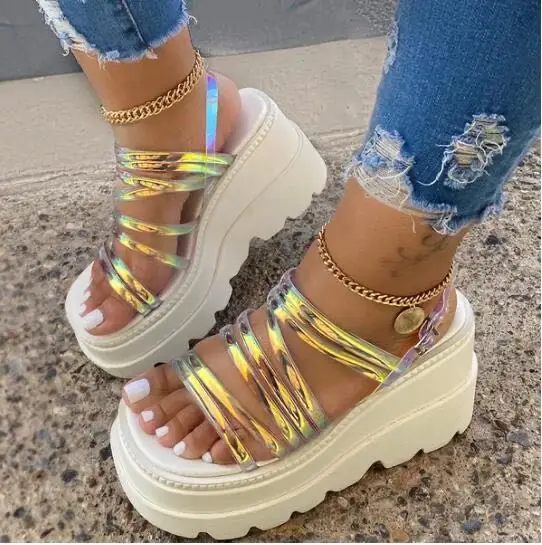 

HOT Fashion Summer Casual Shoes Reflective Women'S Sandals With Platforms