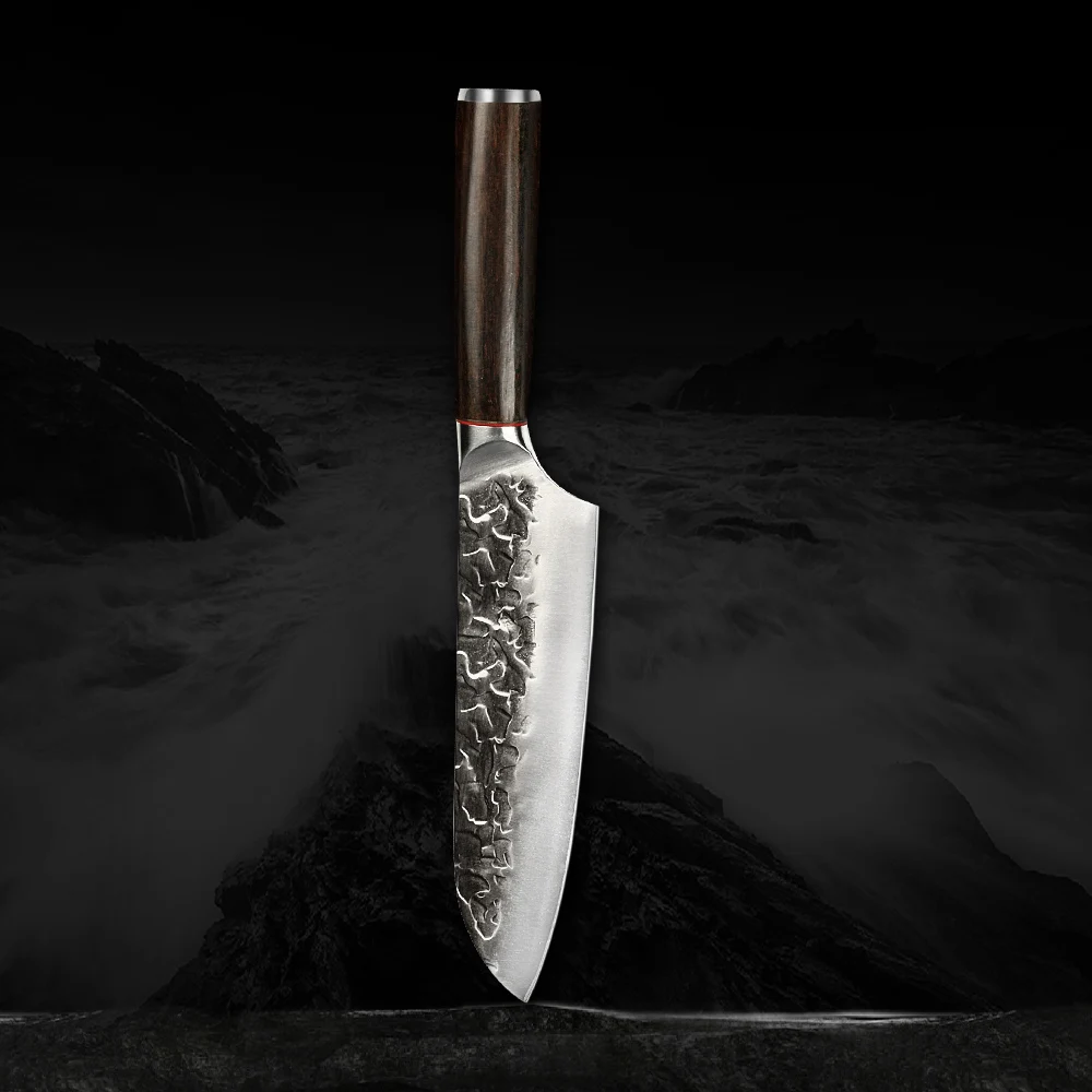 

Kitchen knife steel x50cr15mov handmade forged Santoku cooking knives