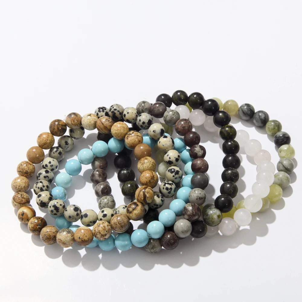 Factory Wholesale Healing Natural 8mm Genuine Elastic Gemstone Bracelets Crystal Natural Stone Bead Bracelets for Women and Men
