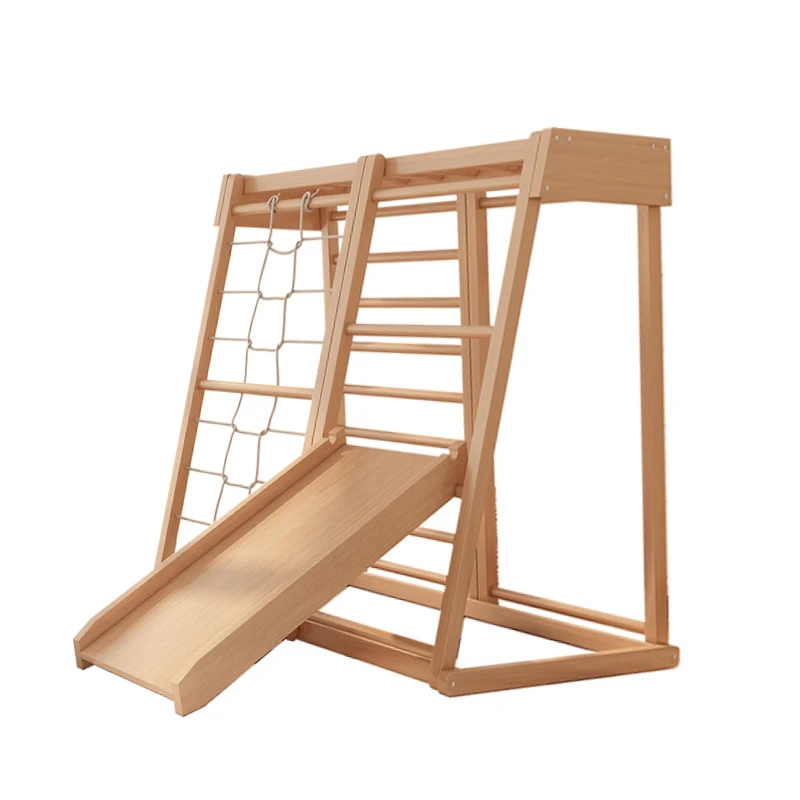 

Wholesale safety swing toys indoor children's wooden climbing frame, Natural color of wood
